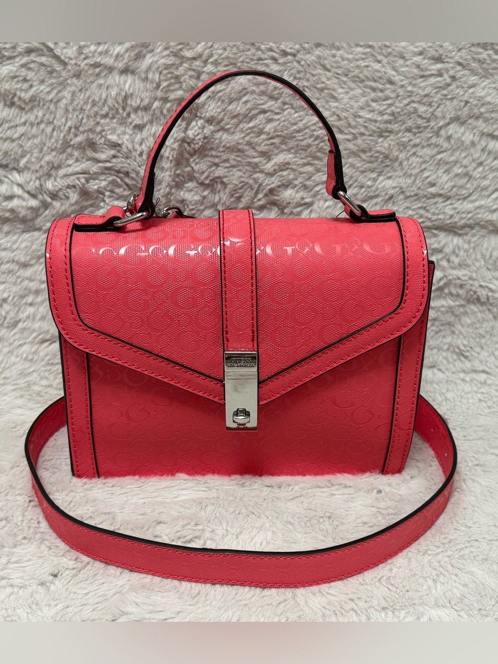 GUESS Watermelon Signature Leather Top-Handle Satchel/Crossbody bag